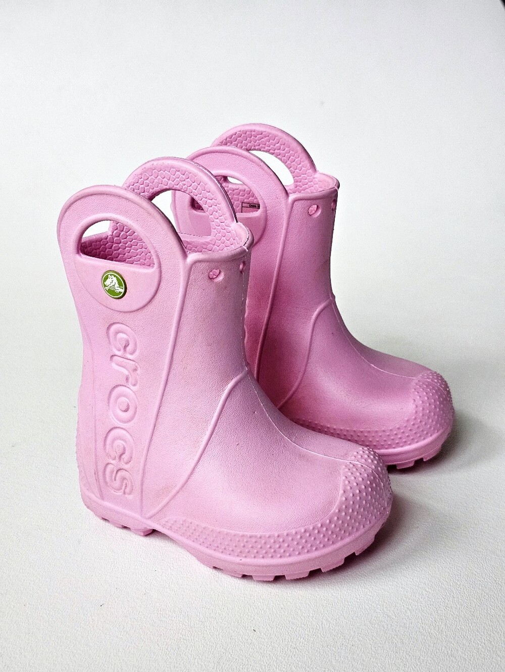 Crocs Handle It Rain Boots Pink Toddler Kids Size C6 Waterproof